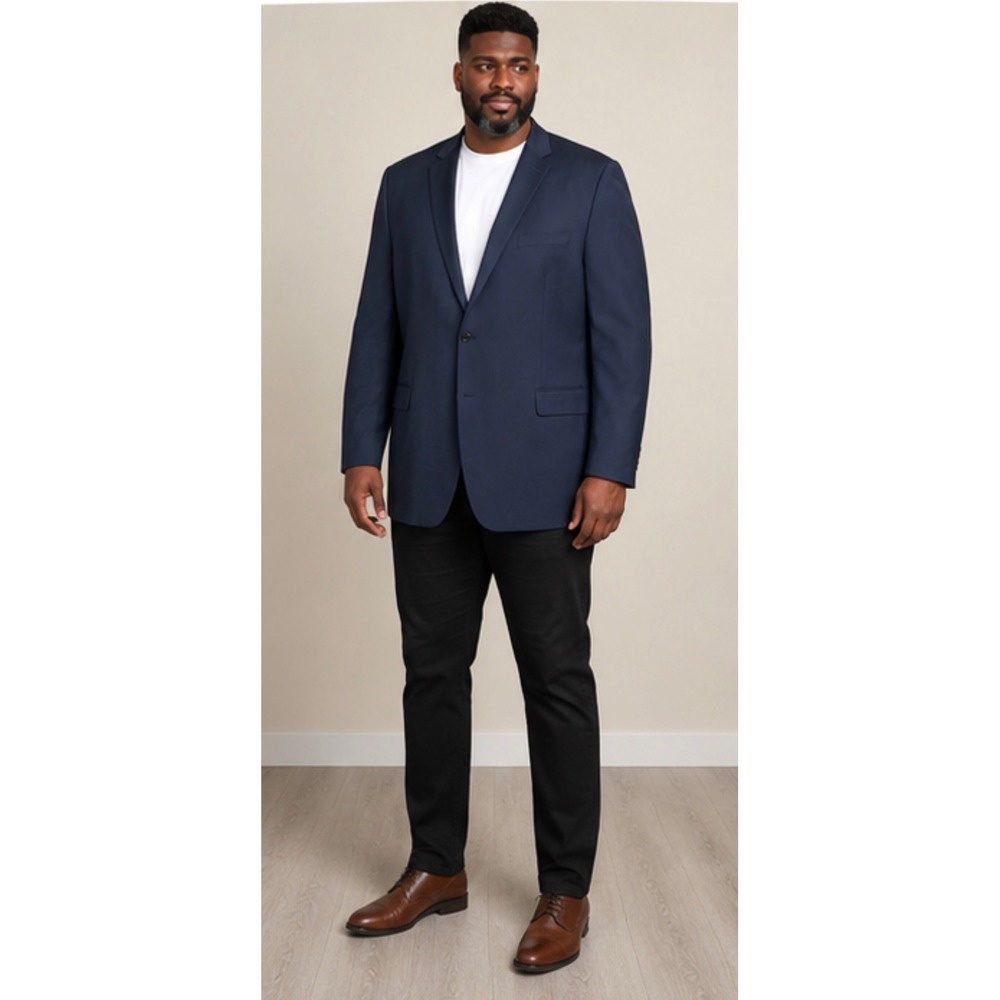 Shaquille O'Neal Navy Sport Coat Blazer Jacket XLG Big & Tall Stretch Two Button